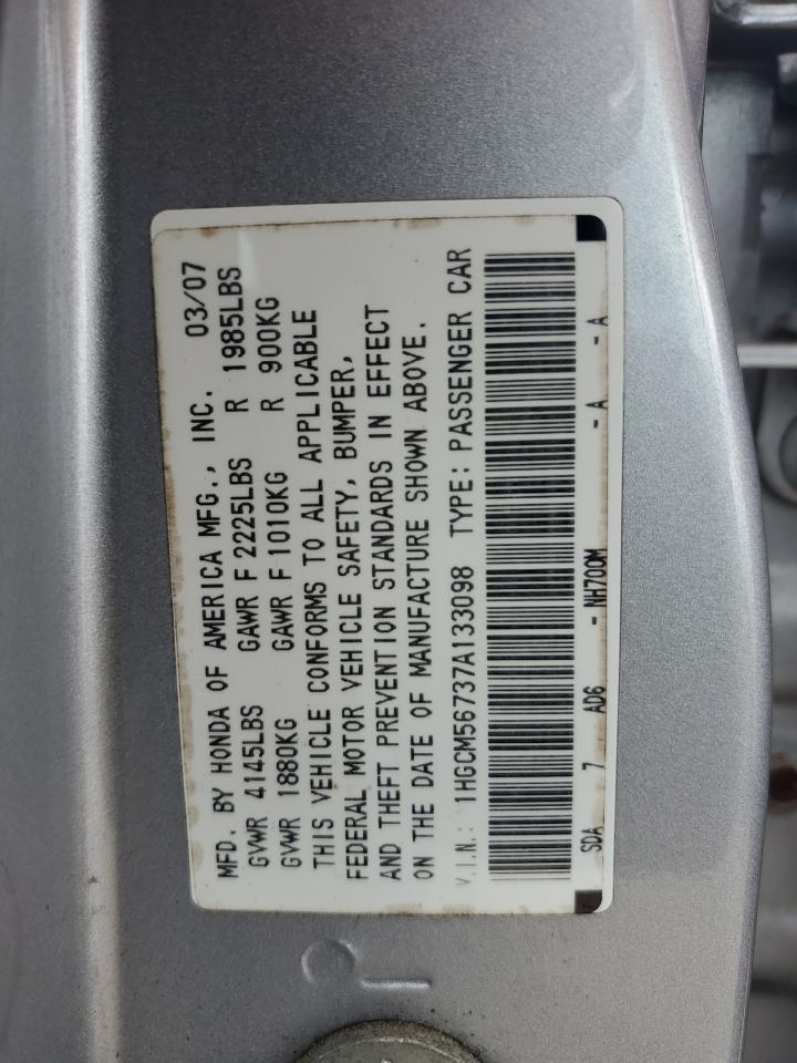 1HGCM56737A133098 2007 Honda Accord Ex