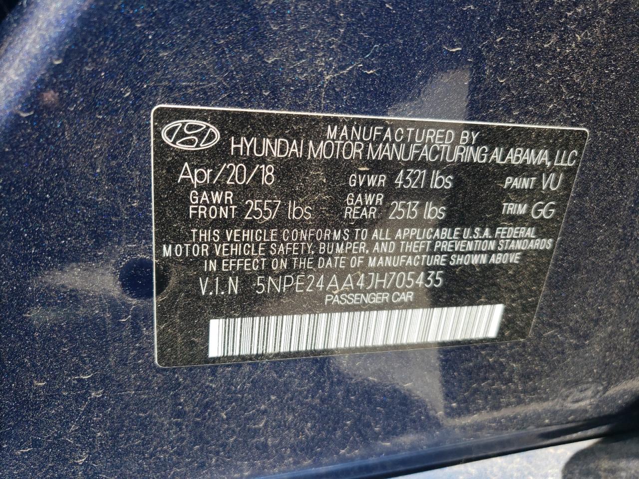 5NPE24AA4JH705435 2018 Hyundai Sonata Eco