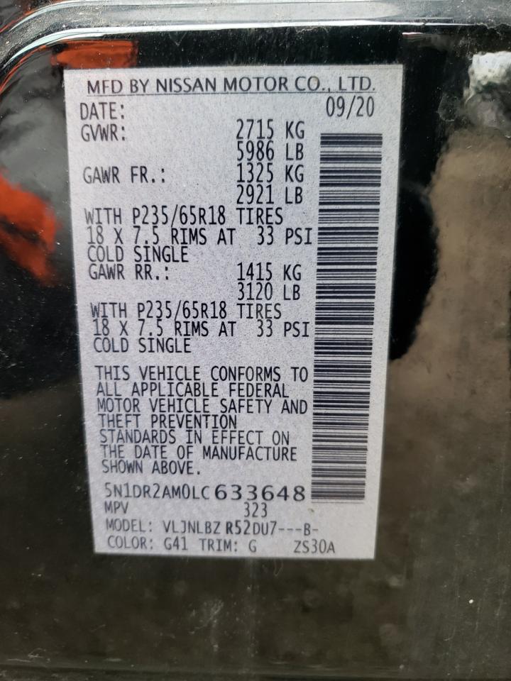 5N1DR2AM0LC633648 2020 Nissan Pathfinder S