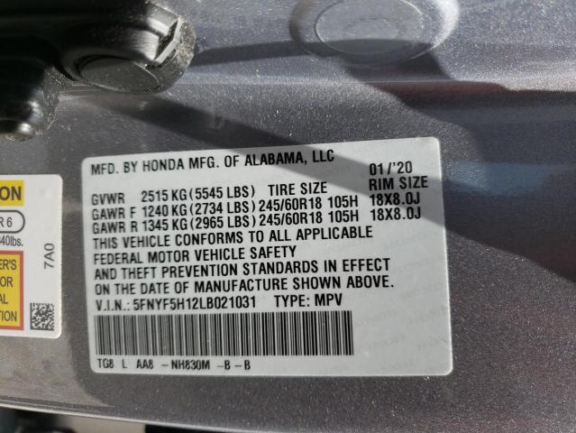 2020 Honda Pilot Lx VIN: 5FNYF5H12LB021031 Lot: 56200114