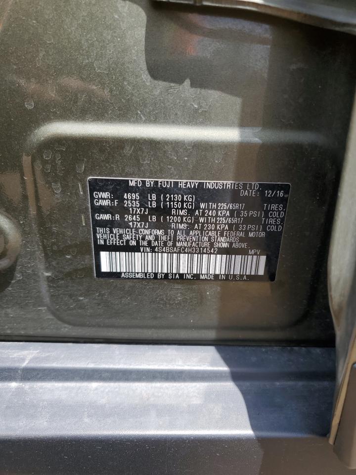 4S4BSAFC4H3314542 2017 Subaru Outback 2.5I Premium