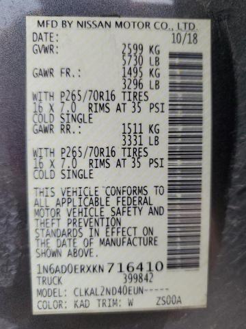 2019 NISSAN FRONTIER S - 1N6AD0ERXKN716410