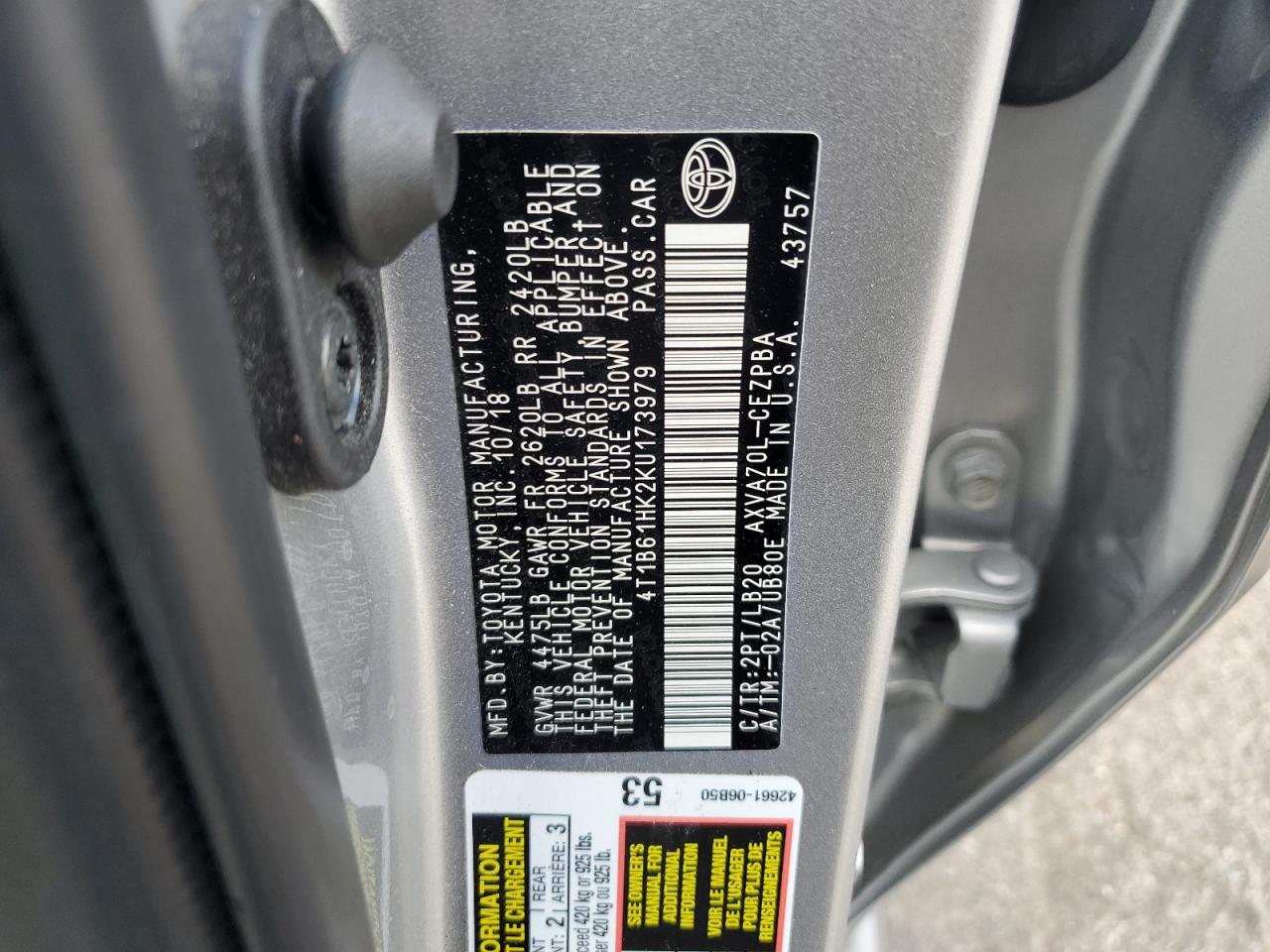 4T1B61HK2KU173979 2019 Toyota Camry Xse