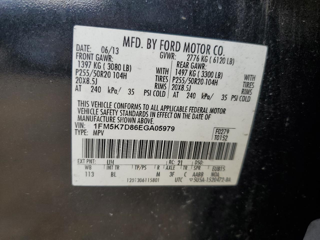 1FM5K7D86EGA05979 2014 Ford Explorer Xlt