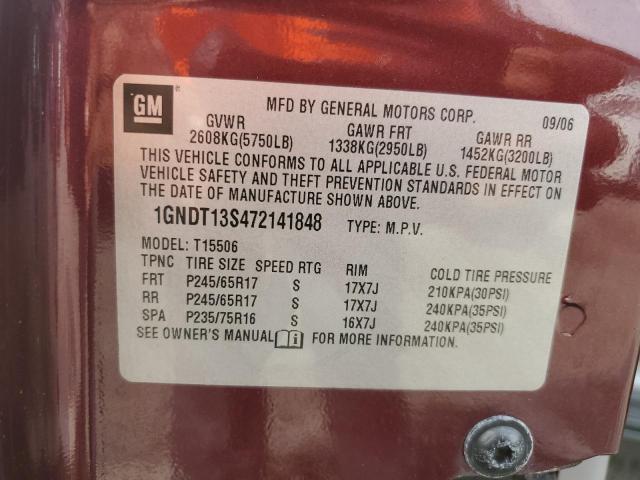 2007 Chevrolet Trailblazer Ls VIN: 1GNDT13S472141848 Lot: 54949854