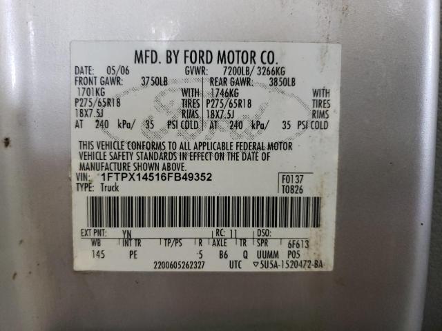 2006 Ford F150 VIN: 1FTPX14516FB49352 Lot: 55220944