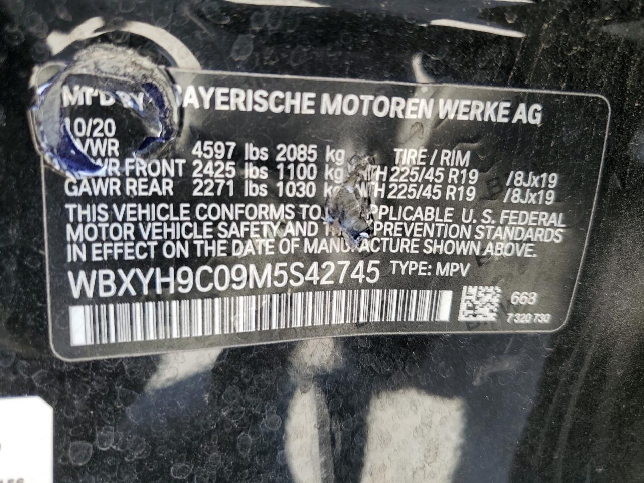 WBXYH9C09M5S42745 2021 BMW X2 Sdrive28I
