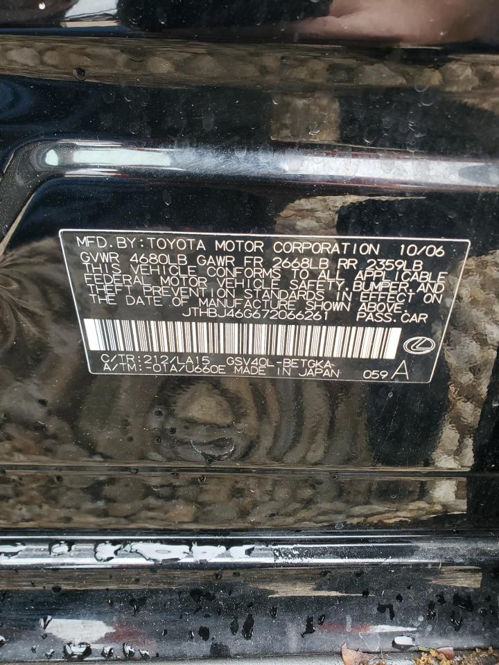 JTHBJ46G672066261 2007 Lexus Es 350