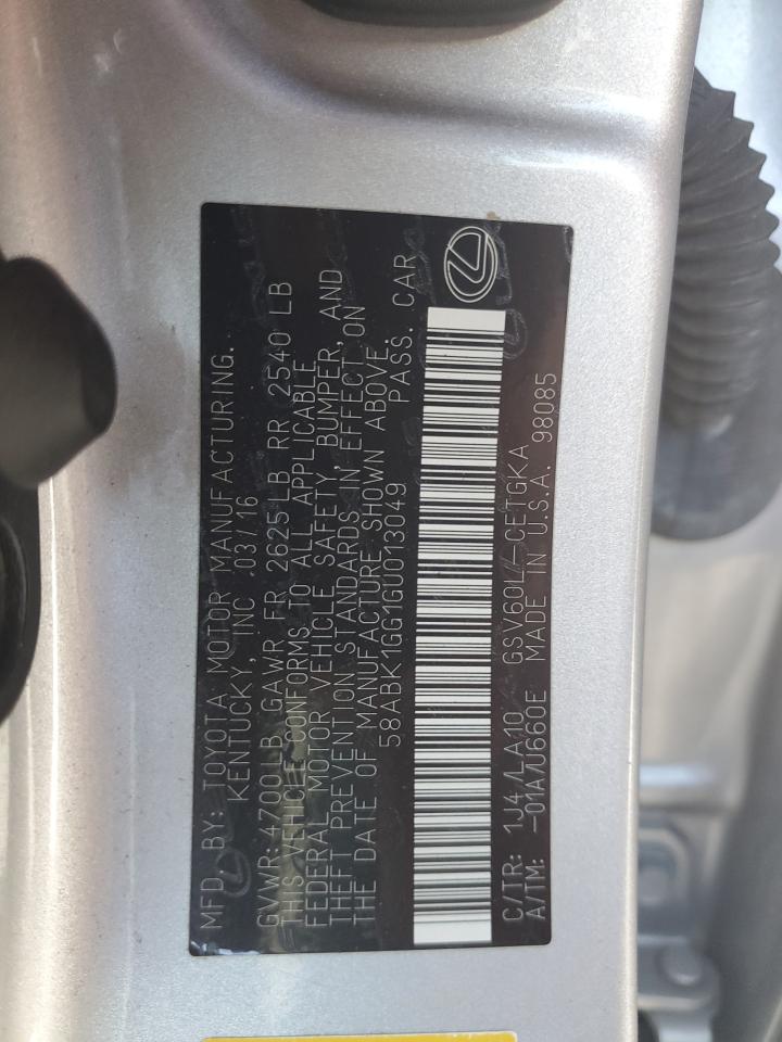 58ABK1GG1GU013049 2016 Lexus Es 350