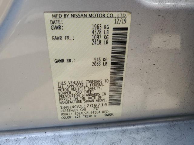 2020 Nissan Altima Sr VIN: 1N4BL4CV2LC209716 Lot: 52640274