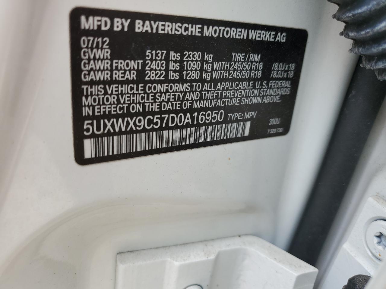 5UXWX9C57D0A16950 2013 BMW X3 xDrive28I