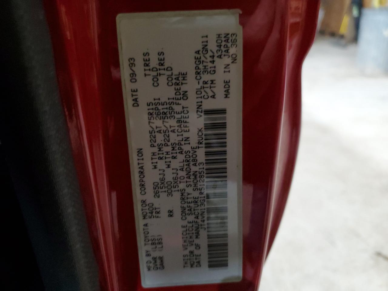 JT4VN13G1R5128513 1994 Toyota Pickup 1/2 Ton Extra Long Wheelbase Sr5