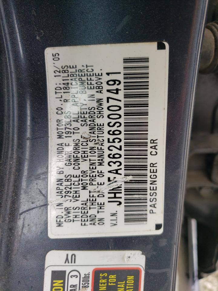 JHMFA36256S007491 2006 Honda Civic Hybrid