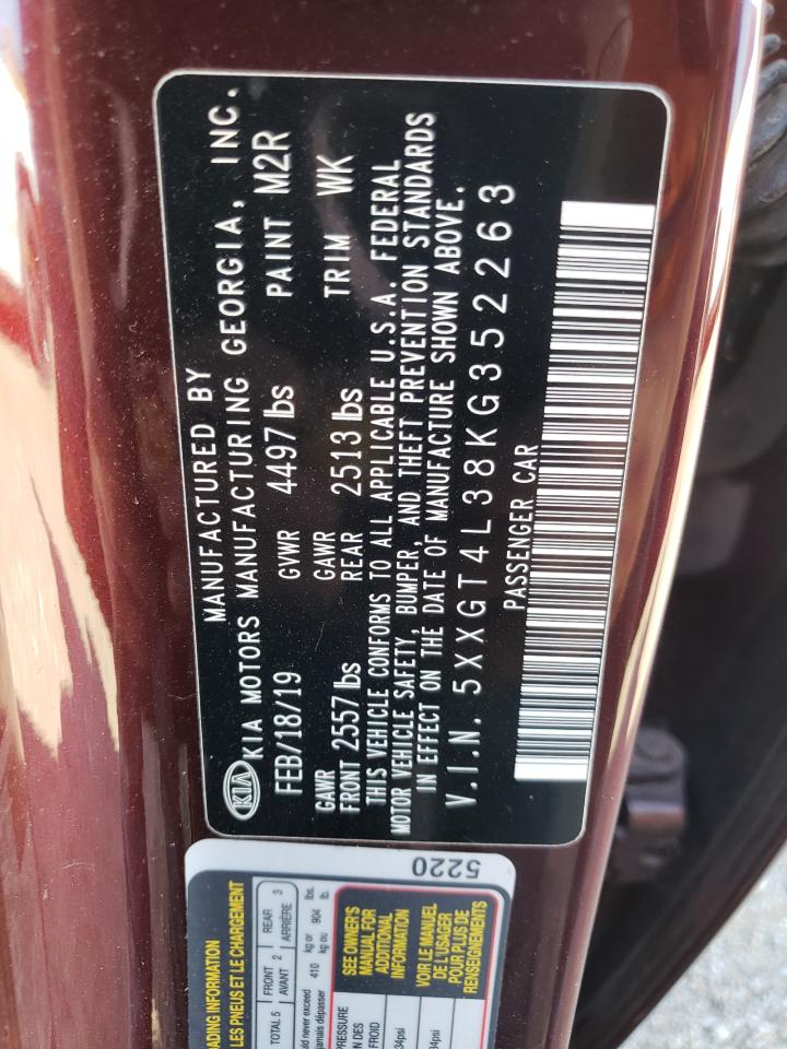 5XXGT4L38KG352263 2019 Kia Optima Lx