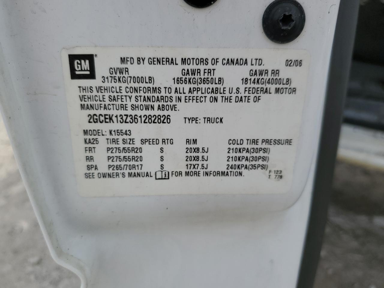 2GCEK13V261314341 2006 Chevrolet Silverado K1500