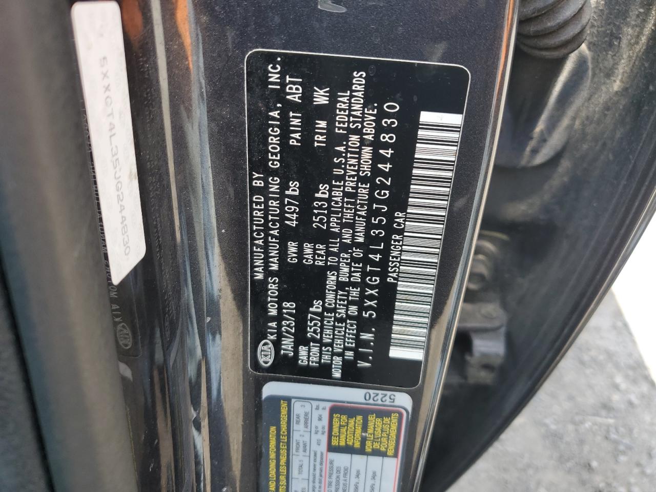 5XXGT4L35JG244830 2018 Kia Optima Lx