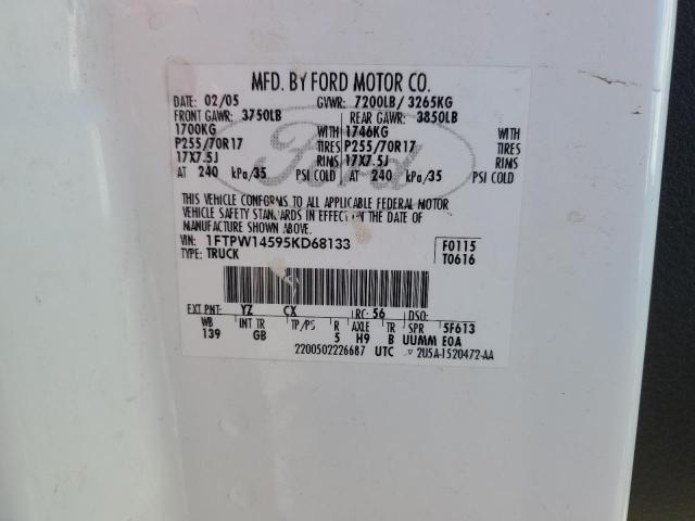 2005 Ford F150 Supercrew VIN: 1FTPW14595KD68133 Lot: 55910504