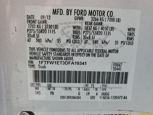 2013 Ford F150 Supercrew VIN: 1FTFW1ET3DFA19341 Lot: 52843314