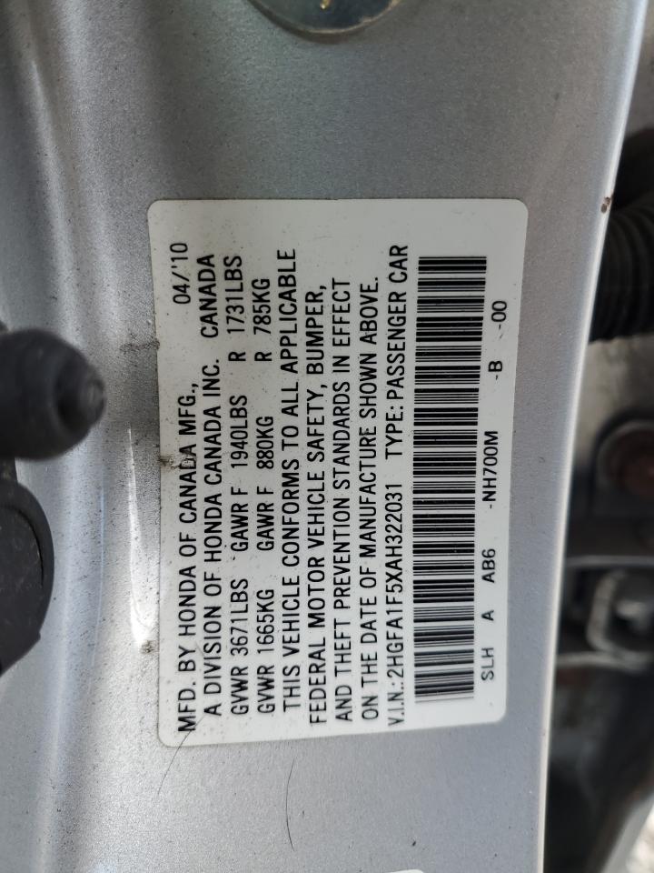 2HGFA1F5XAH322031 2010 Honda Civic Lx