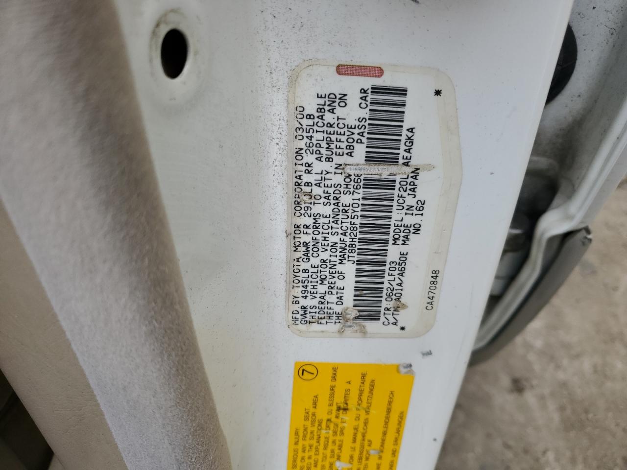 JT8BH28F5Y0176669 2000 Lexus Ls 400