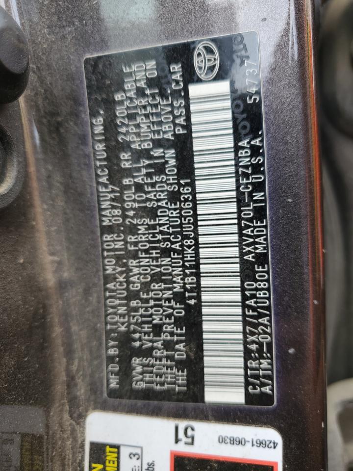 4T1B11HK8JU506361 2018 Toyota Camry L