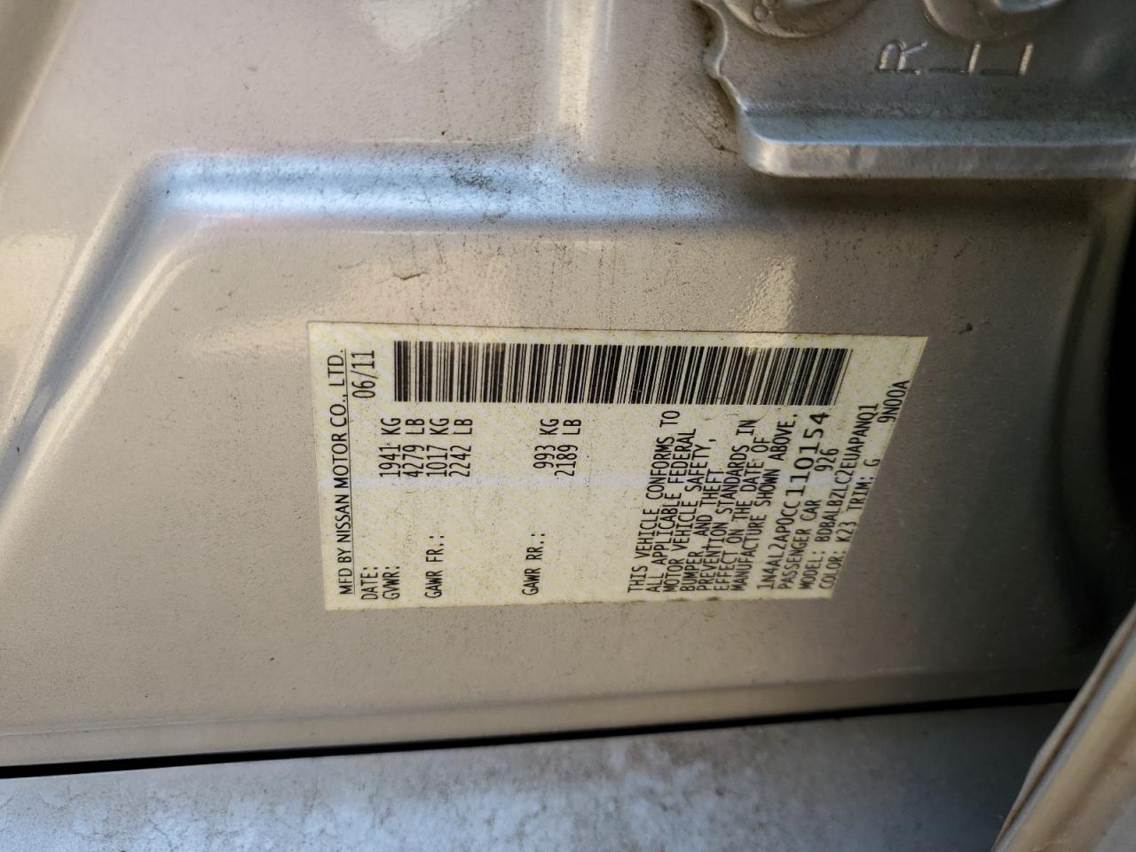 1N4AL2AP0CC110154 2012 Nissan Altima Base