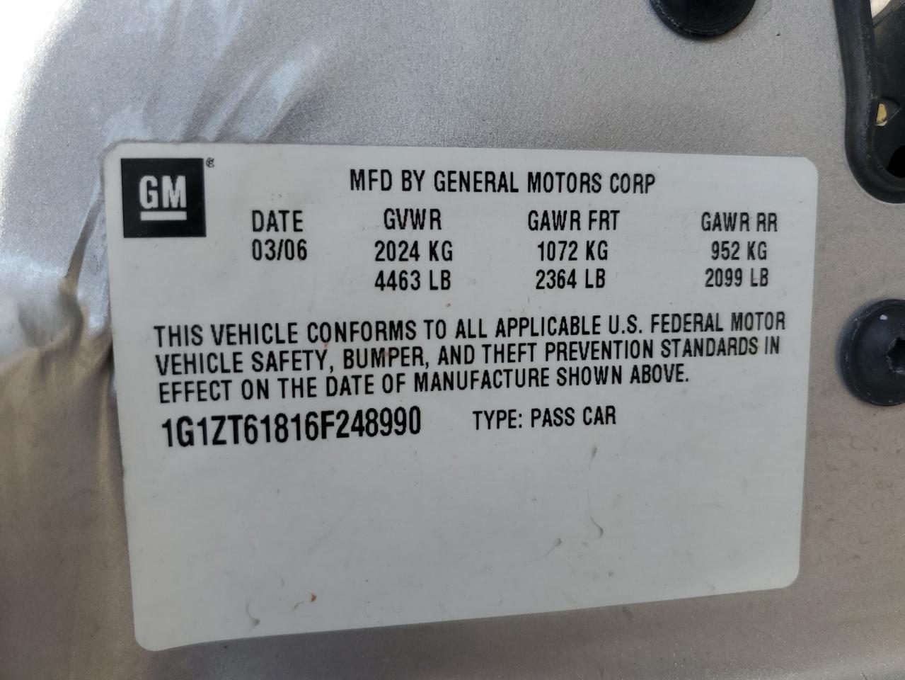 1G1ZT61816F248990 2006 Chevrolet Malibu Maxx Lt