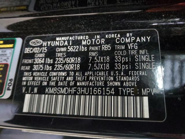 KM8SMDHF3HU166154 2017 HYUNDAI SANTA FE - Image 13