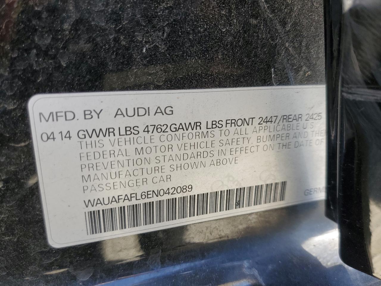 WAUAFAFL6EN042089 2014 Audi A4 Premium