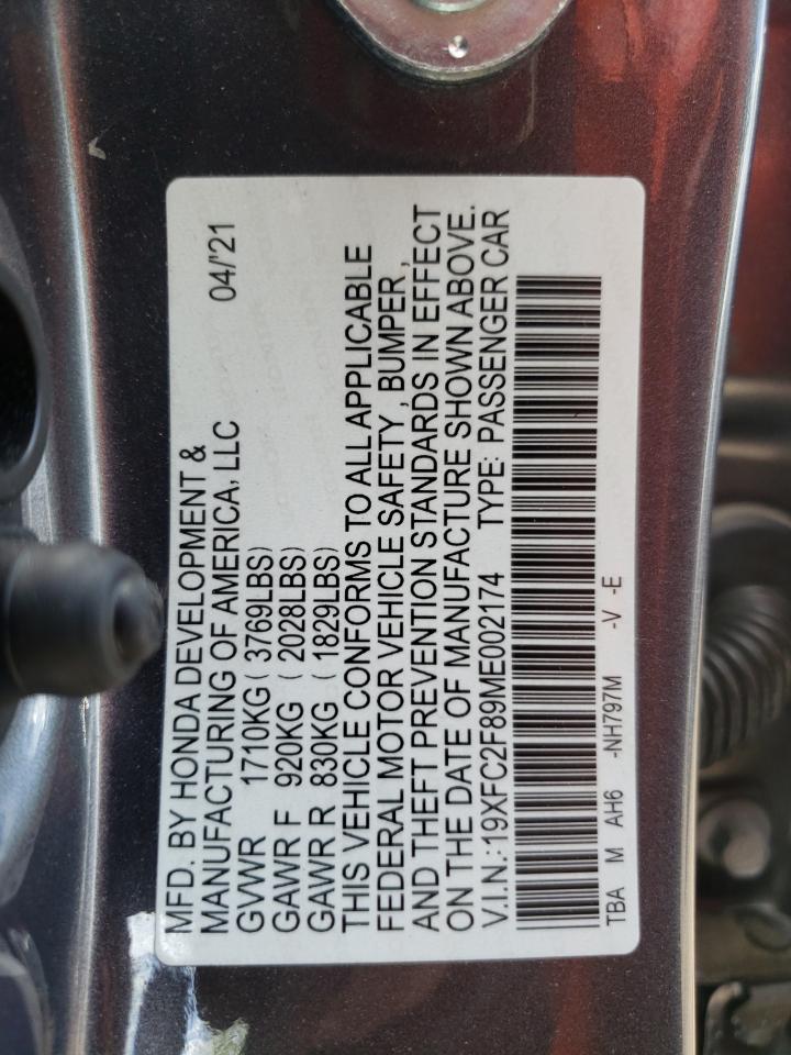 19XFC2F89ME002174 2021 Honda Civic Sport