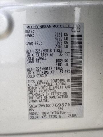 2019 Nissan Rogue S VIN: 5N1AT2MV3KC769876 Lot: 53634084