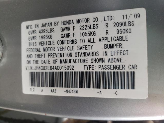 2010 Acura Tsx VIN: JH4CU2E64AC015092 Lot: 53660024