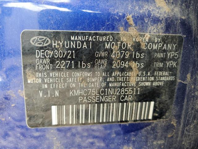 2022 Hyundai Ioniq Se VIN: KMHC75LC1NU285511 Lot: 56081224