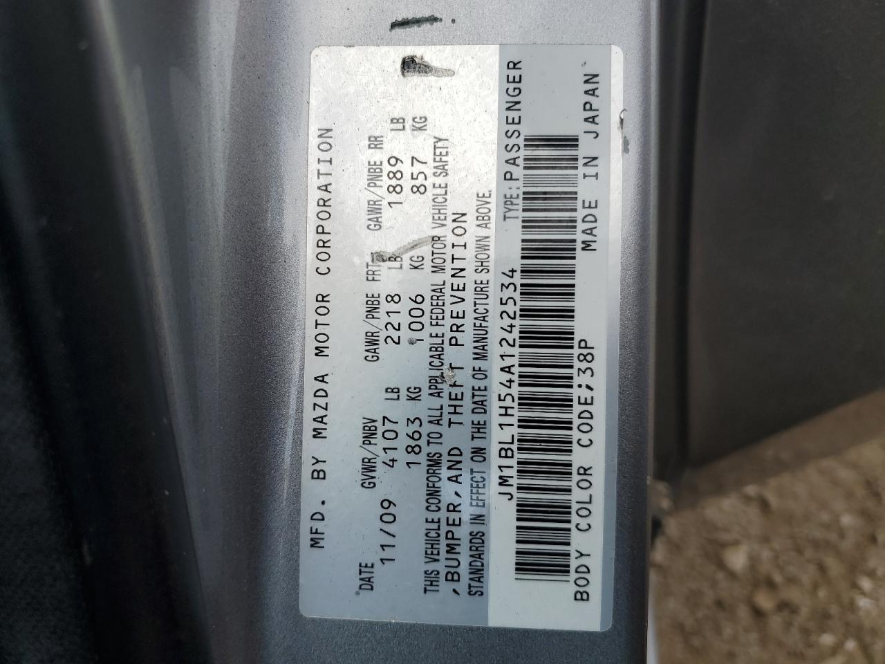 JM1BL1H54A1242534 2010 Mazda 3 S