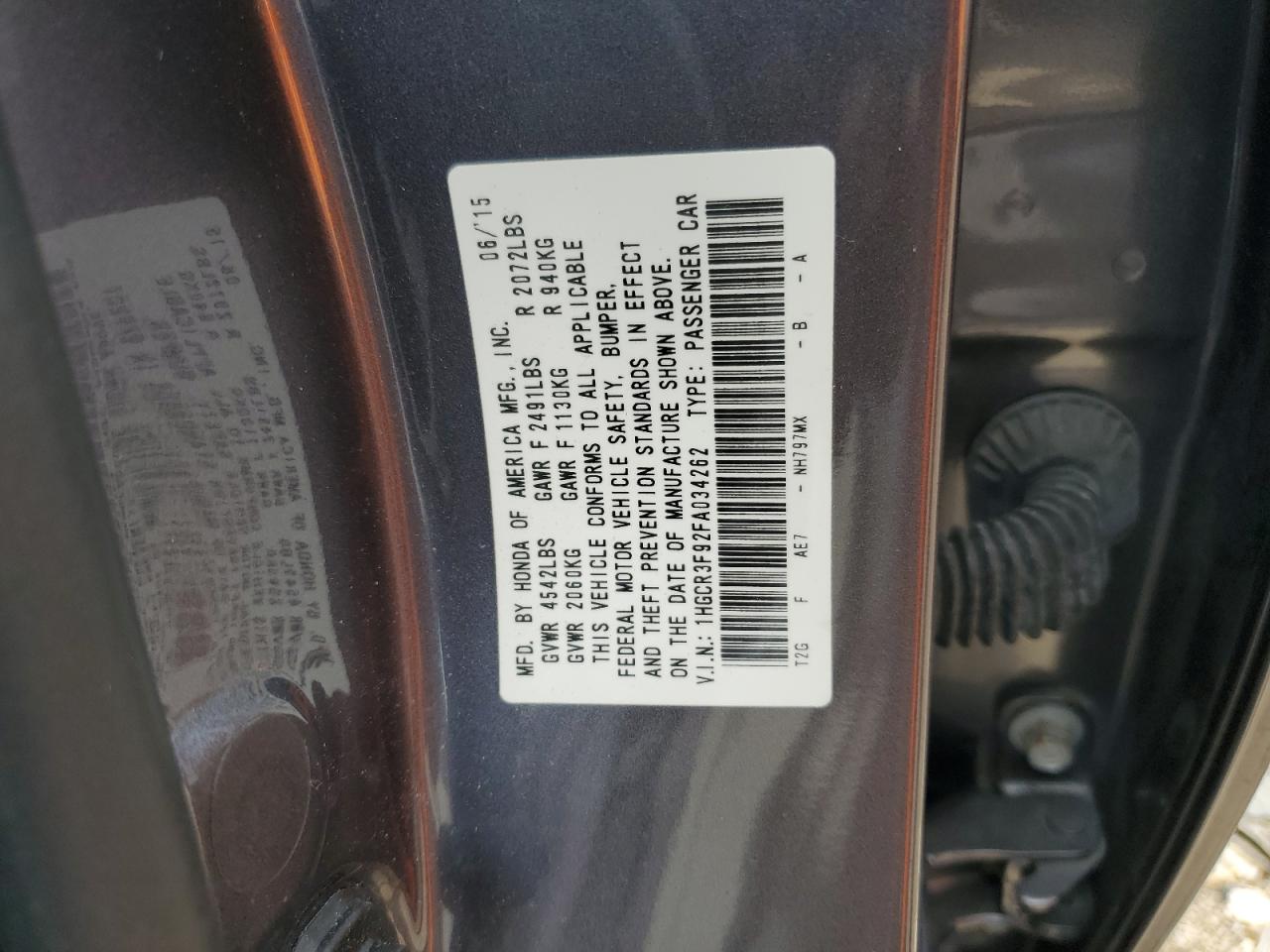 1HGCR3F92FA034262 2015 Honda Accord Touring