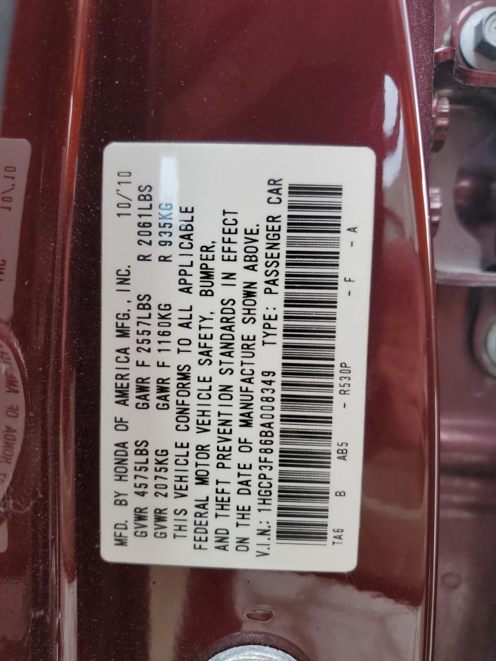 1HGCP3F86BA008349 2011 Honda Accord Exl