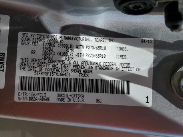 2015 Toyota Tundra Double Cab Sr/Sr5 VIN: 5TFRY5F15FX186454 Lot: 57158524