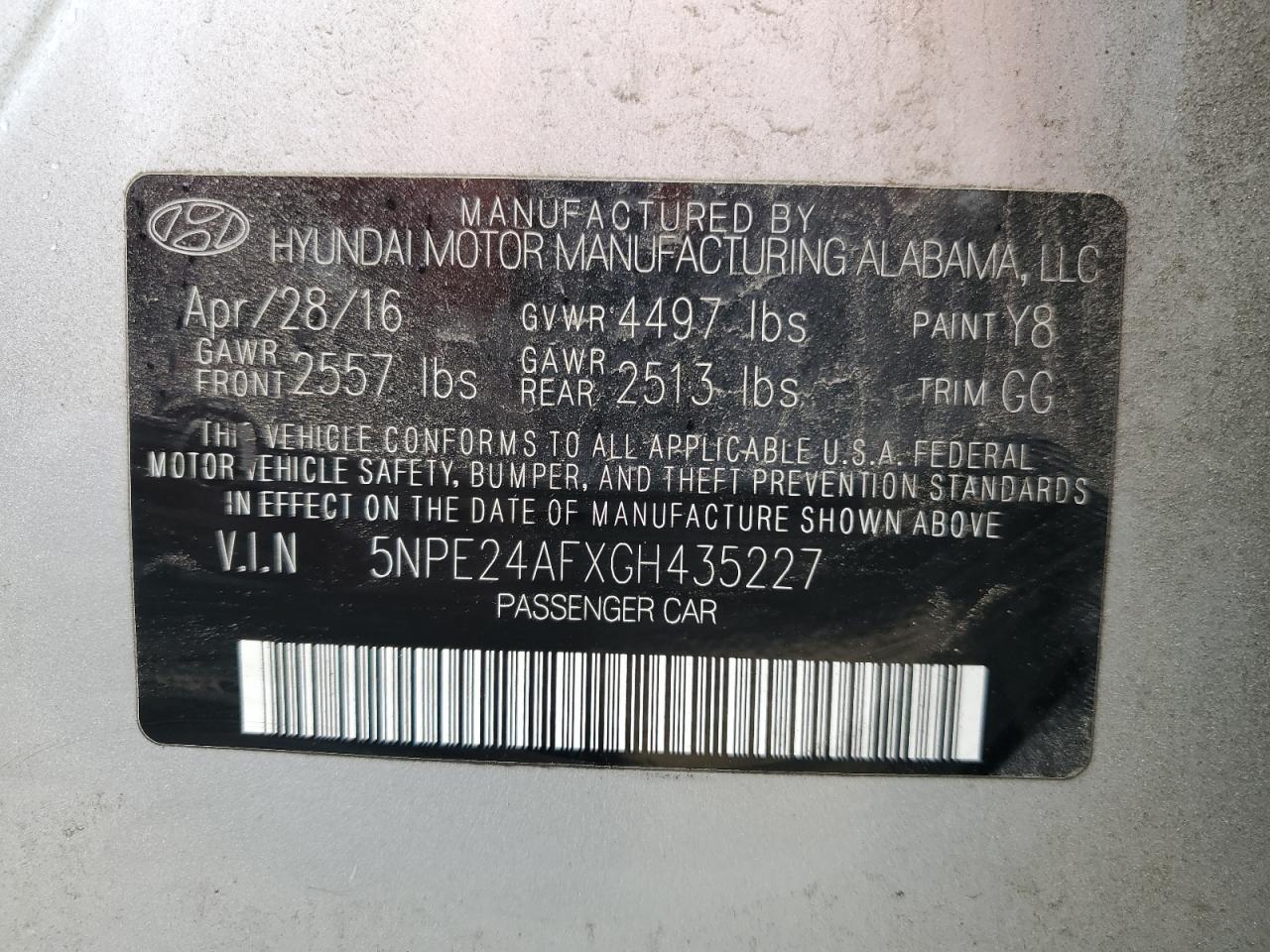 5NPE24AFXGH435227 2016 Hyundai Sonata Se