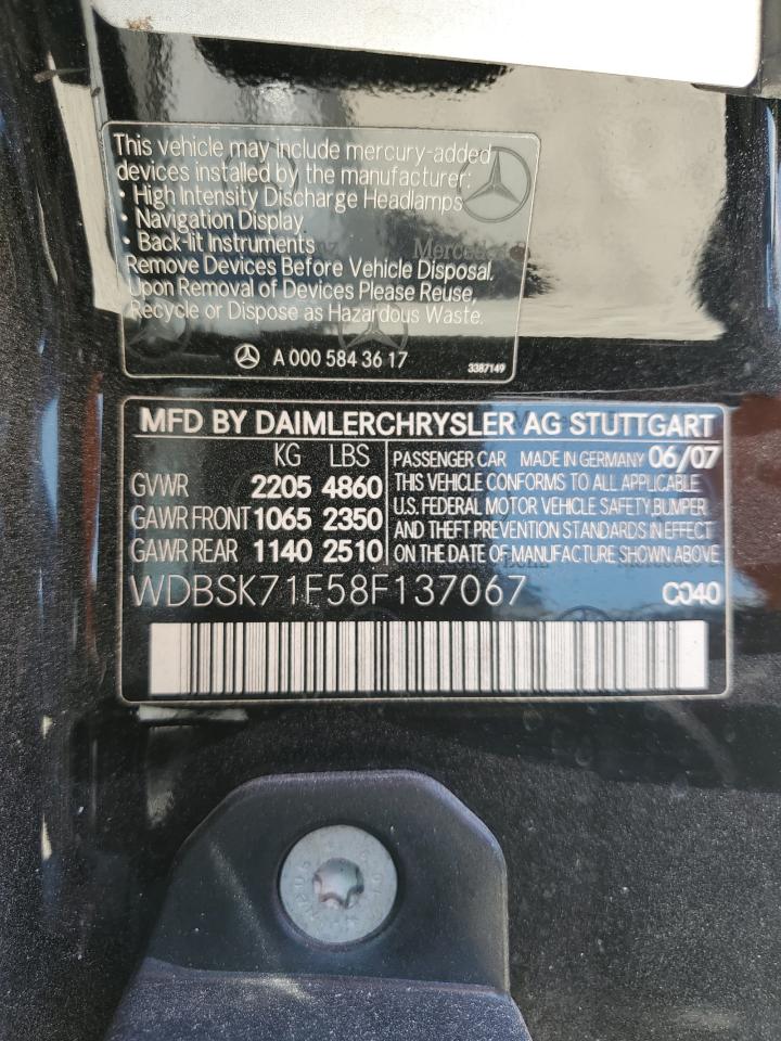 WDBSK71F58F137067 2008 Mercedes-Benz Sl 550