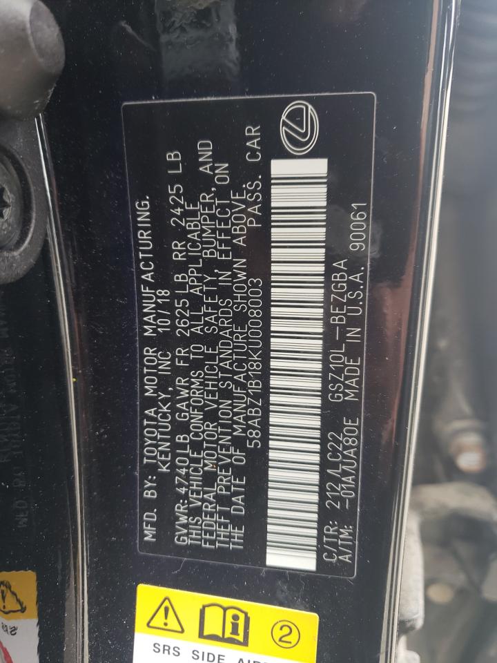 58ABZ1B18KU008003 2019 Lexus Es 350