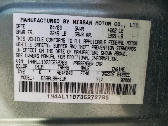 2003 Nissan Altima Base VIN: 1N4AL11D73C272783 Lot: 53166434