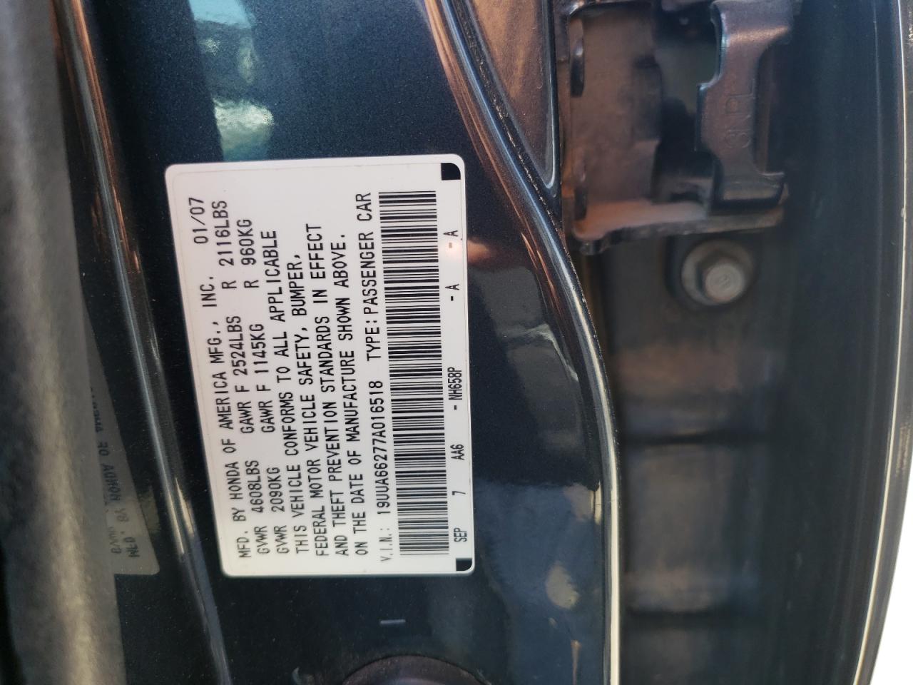 19UUA66277A016518 2007 Acura Tl