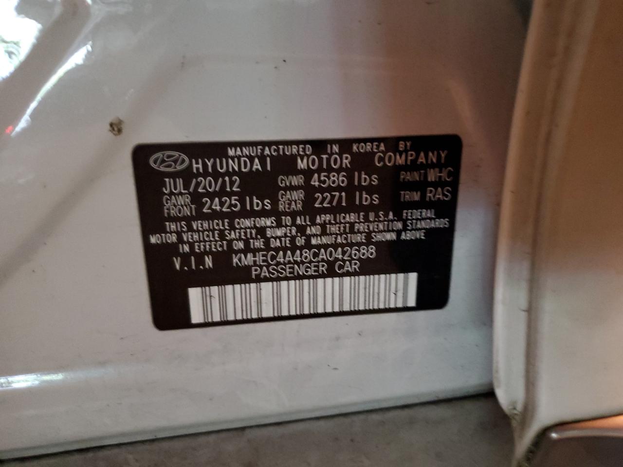 KMHEC4A48CA042688 2012 Hyundai Sonata Hybrid