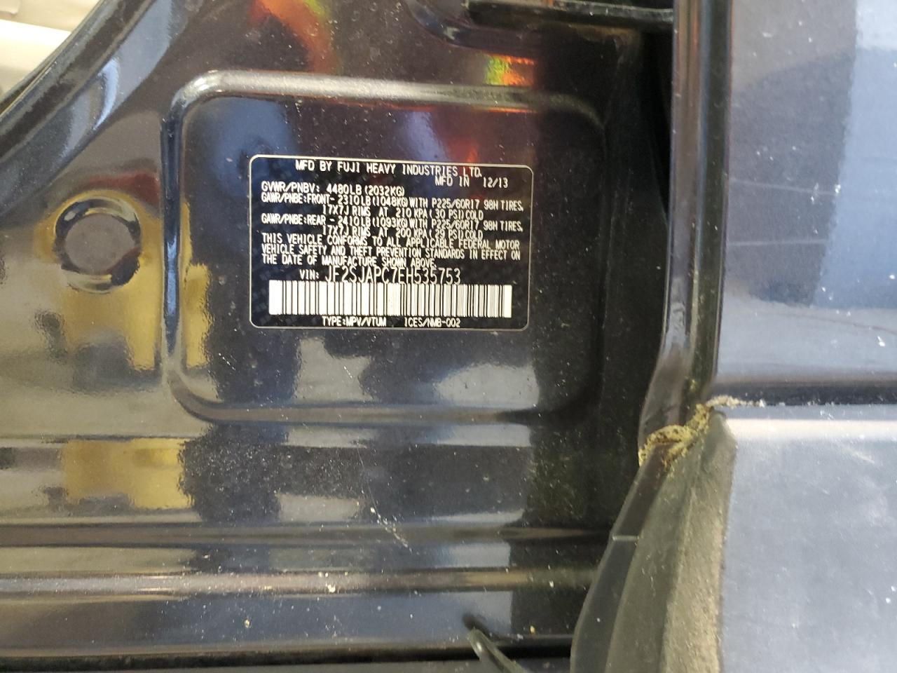 JF2SJAPC7EH535753 2014 Subaru Forester 2.5I Touring