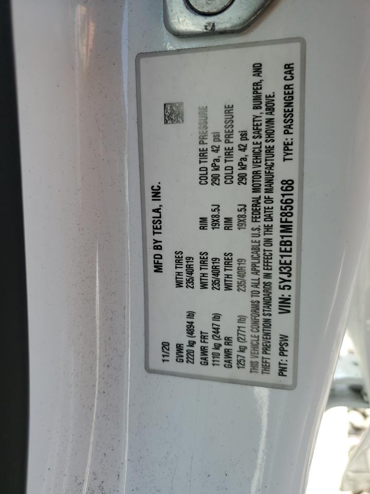 5YJ3E1EB1MF856168 2021 Tesla Model 3