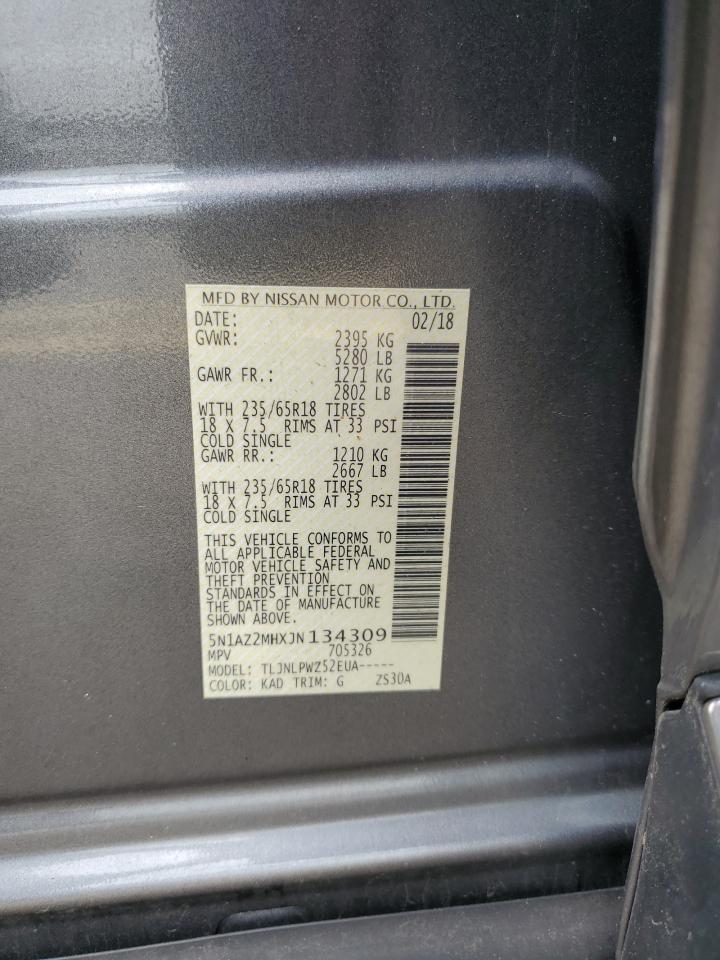 5N1AZ2MHXJN134309 2018 Nissan Murano S