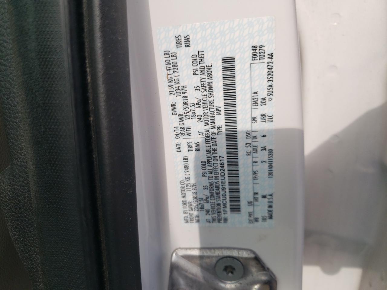 1FMCU0J91EUD24617 2014 Ford Escape Titanium