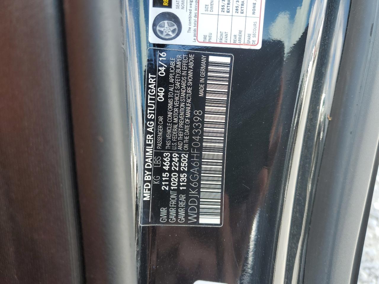 WDDJK6GA6HF043398 2017 Mercedes-Benz Sl 450