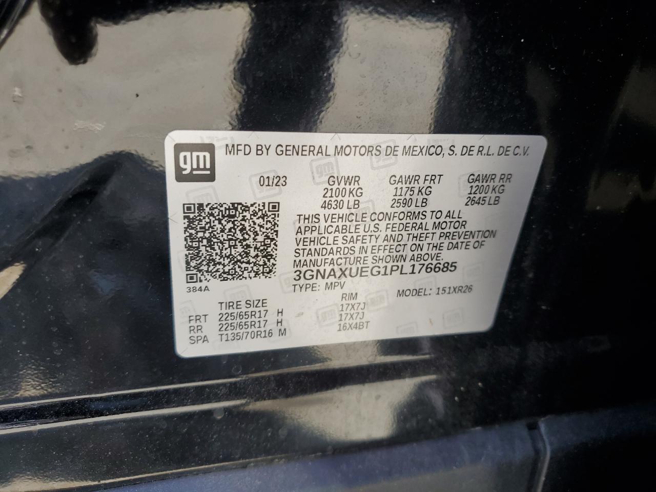 3GNAXUEG1PL176685 2023 Chevrolet Equinox Lt