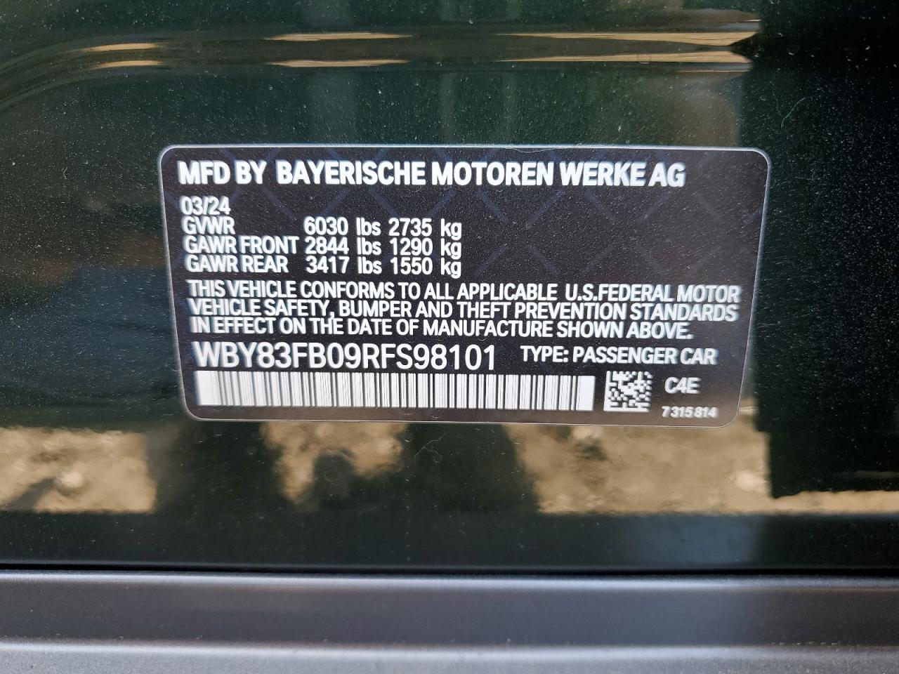 WBY83FB09RFS98101 2024 BMW I4 xDrive 40